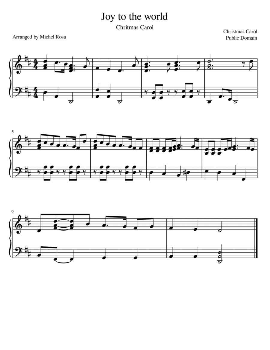 Joy to the world Joy to the world Easy Piano scores gallery preview page 1