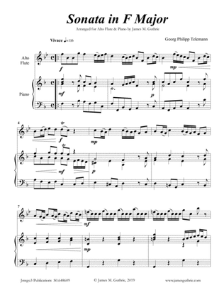 Book cover for Telemann: Sonata in F Major for Alto Flute & Piano