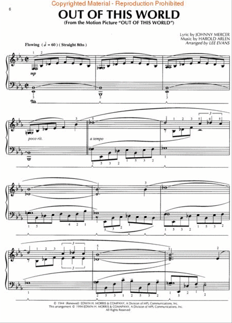Lee Evans Arranges Harold Arlen Piano scores gallery preview page 3
