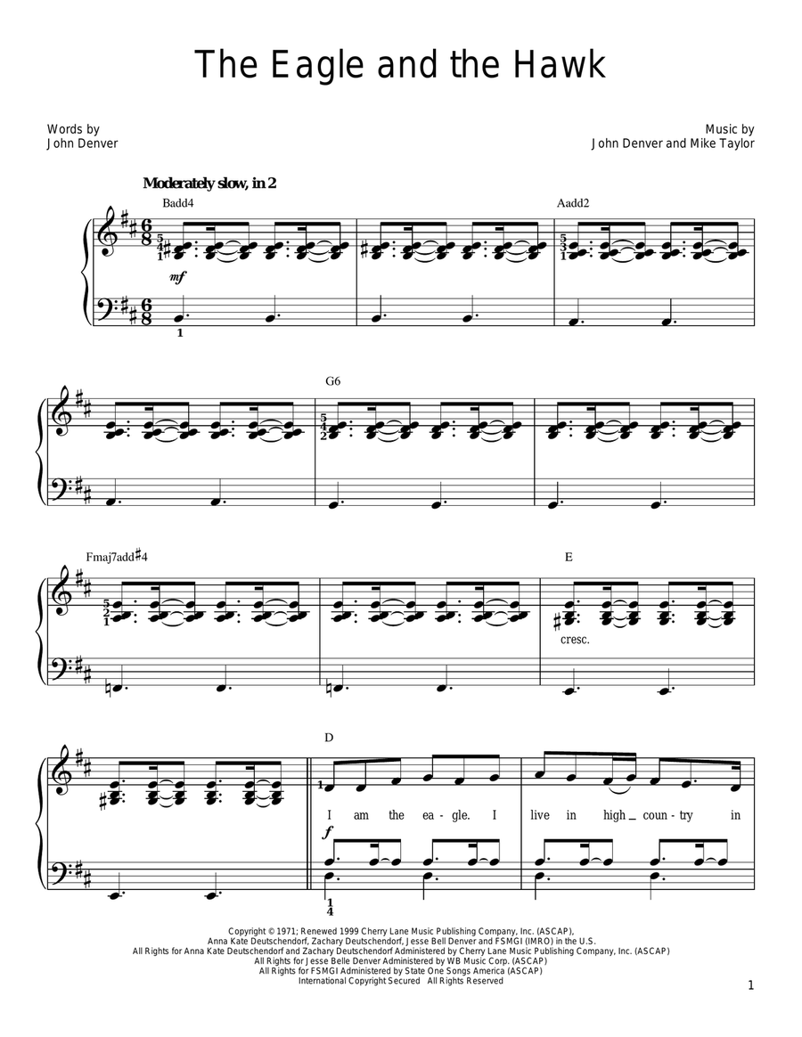 The Eagle And The Hawk Easy Piano scores gallery preview page 1