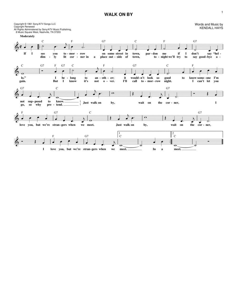 Walk On By Acoustic Guitar scores gallery preview page 1