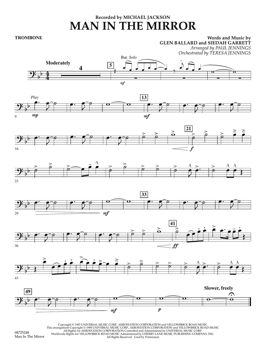 Man In The Mirror - Trombone Concert Band scores gallery preview page 1