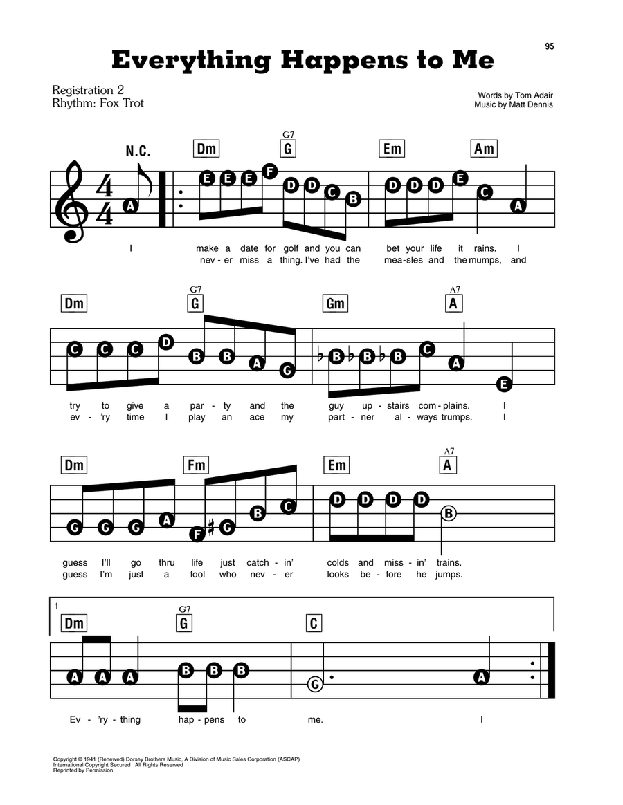 Everything Happens To Me Electronic Keyboard scores gallery preview page 1