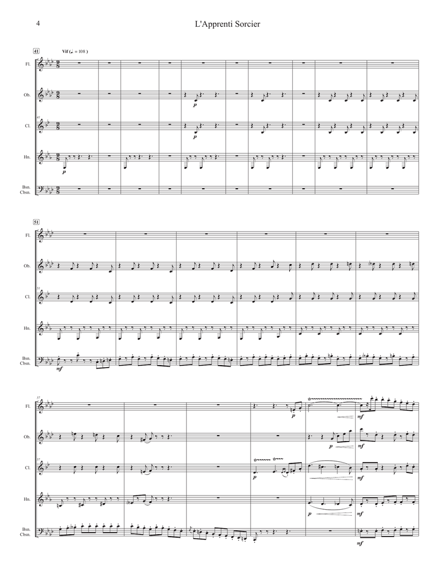 The Sorcerer's Apprentice (for Woodwind Quintet) Woodwind Quintet scores gallery preview page 4