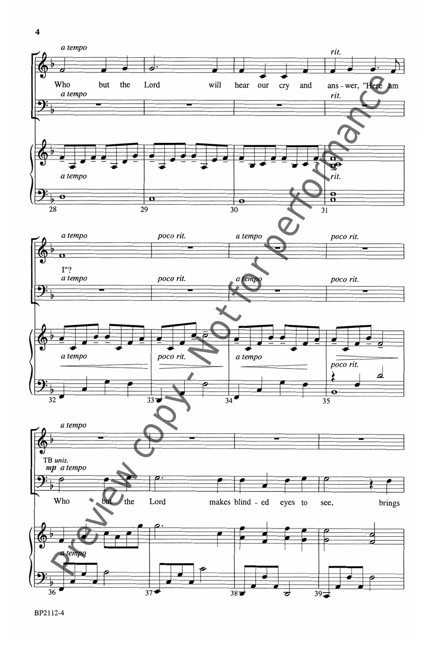 Who But the Lord? Who But the Lord? 4-Part scores gallery preview page 5