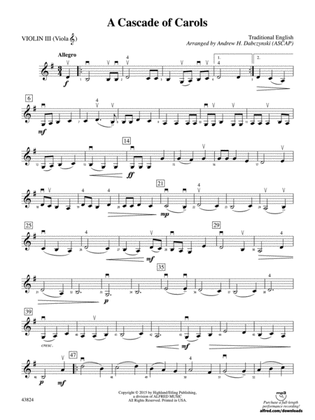A Cascade of Carols: 3rd Violin (Viola [TC])