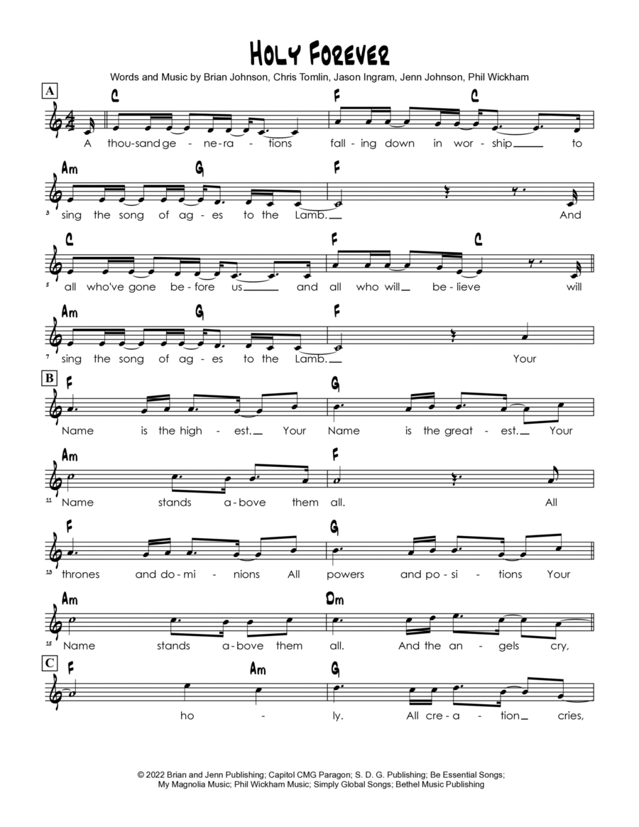 Holy Forever Easy Piano scores gallery preview page 1