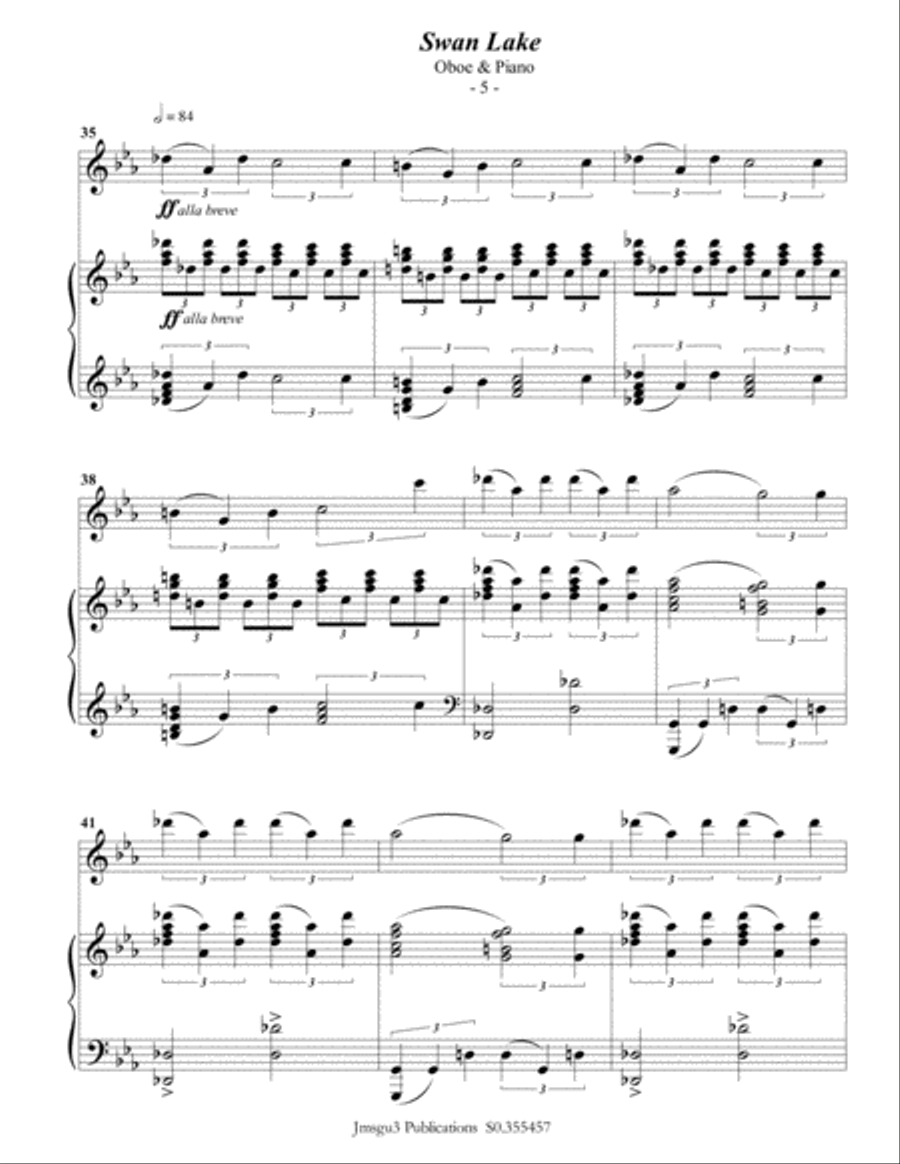 Tchaikovsky: Scene 10 from Swan Lake for Oboe & Piano Piano scores gallery preview page 6