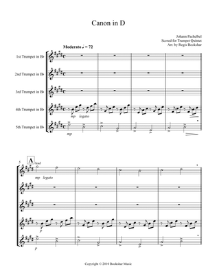 Canon in D (Pachelbel) (D) (Trumpet Quintet)