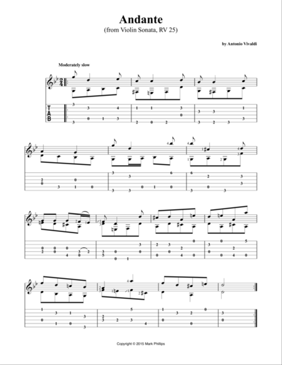 Andante (from Violin Sonata, RV 25) Violin scores gallery preview page 1