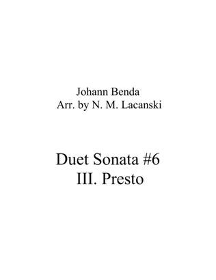 Book cover for Duet Sonata #6 Movement 3 Presto