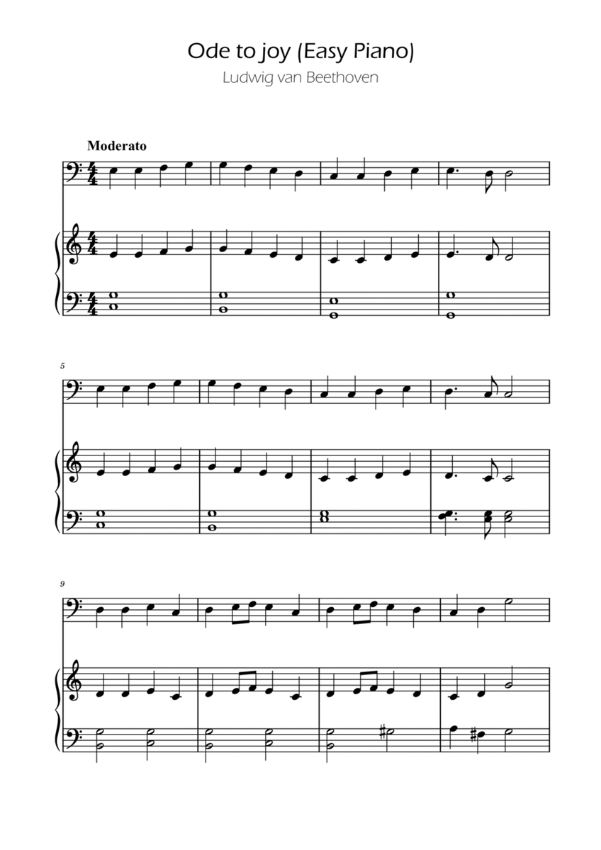 Ode To Joy - Easy Trombone w/ piano accompaniment image number null