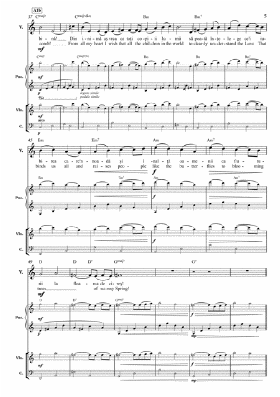 Rai de copil (Child's heaven) - miniatura vocal-instrumentala Piano Trio scores gallery preview page 5