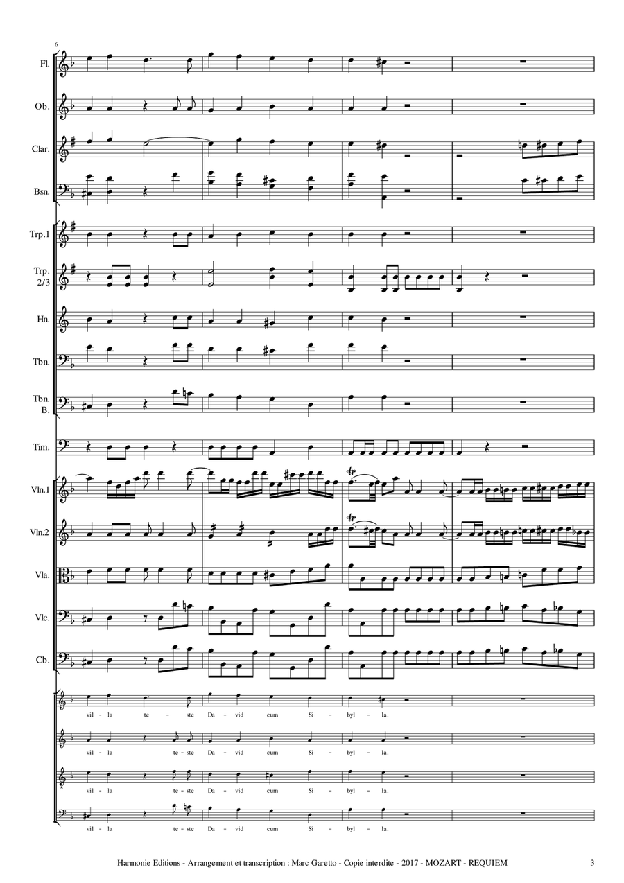 MOZART - REQUIEM K. 626 - Dies Irae - Full Orchestra - SCORE & PARTS Full Orchestra scores gallery preview page 3