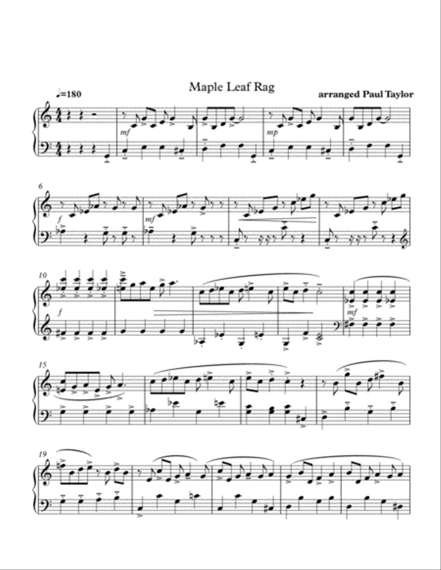 Maple Leaf Rag Easy Piano scores gallery preview page 1