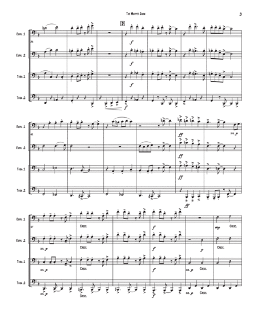 The Muppet Show Theme Brass Quartet scores gallery preview page 3