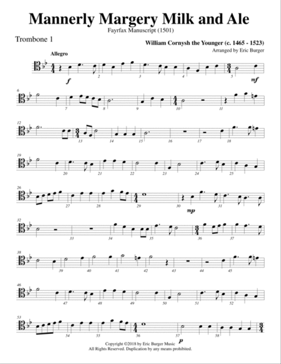Mannerly Margery Milk and Ale for Trombone or Low Brass Trio Trombone Trio scores gallery preview page 5