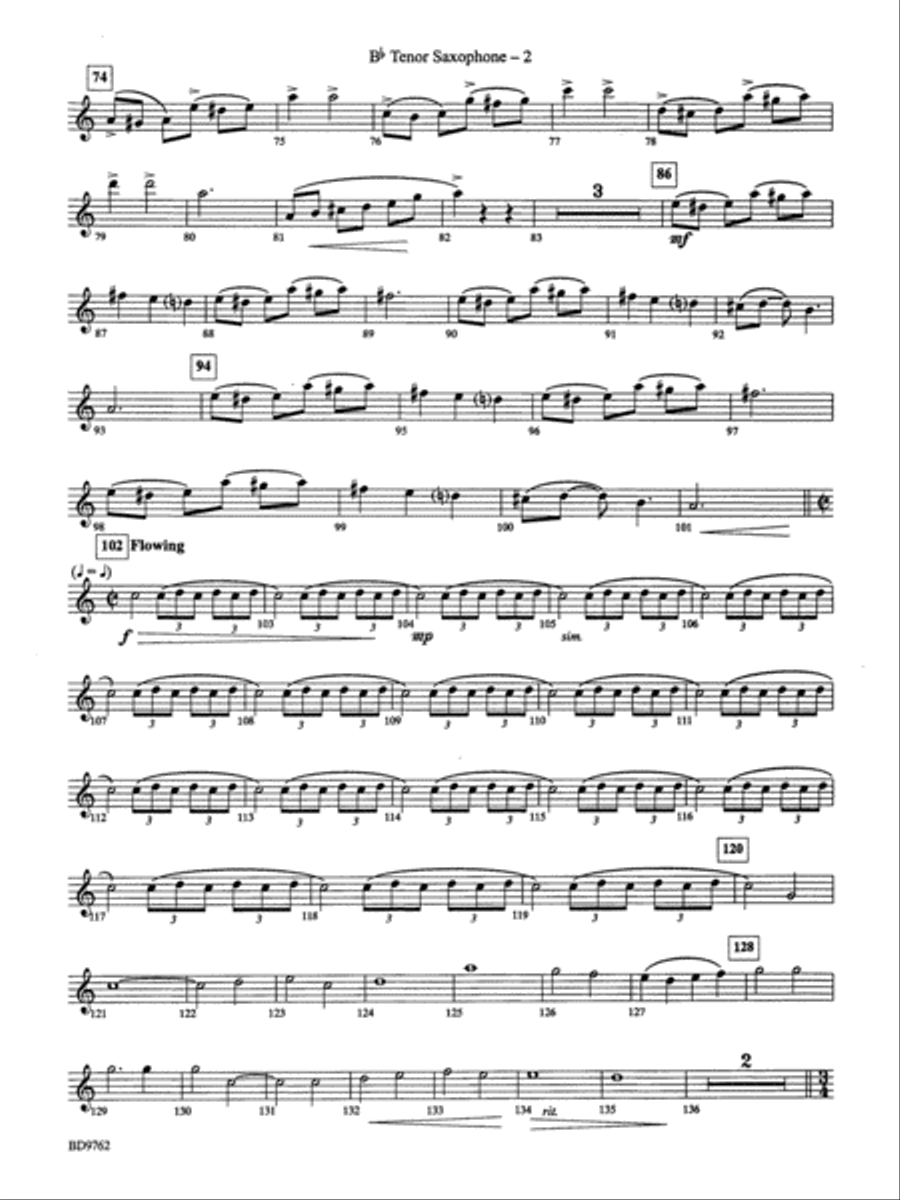 By Loch and Mountain: B-flat Tenor Saxophone Concert Band scores gallery preview page 2