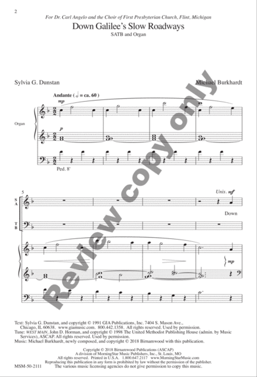 Down Galilee's Slow Roadways 4-Part scores gallery preview page 2