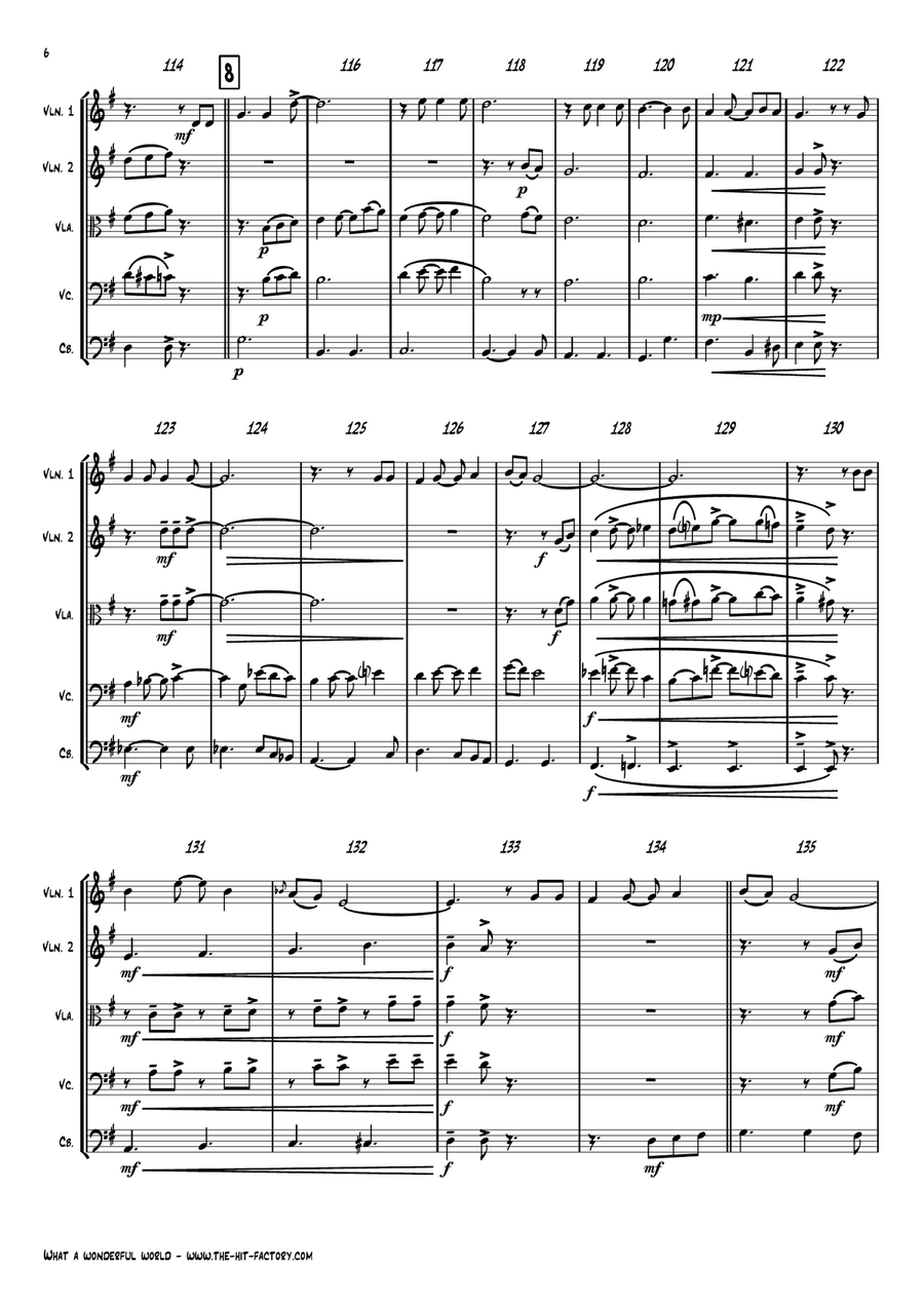 What A Wonderful World String Quartet scores gallery preview page 6
