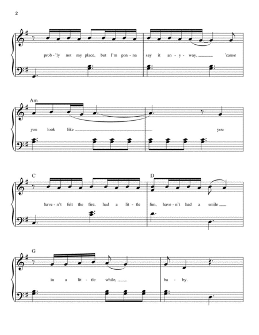 Blue Ain't Your Color Easy Piano scores gallery preview page 2