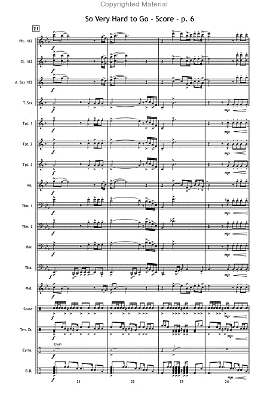 So Very Hard to Go So Very Hard to Go Marching Band scores gallery preview page 7
