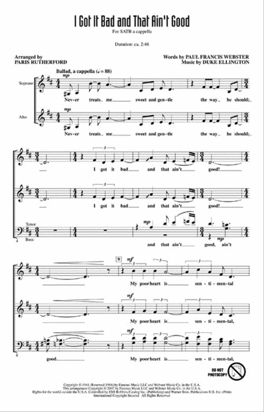 I Got It Bad and That Ain't Good 4-Part scores gallery preview page 2
