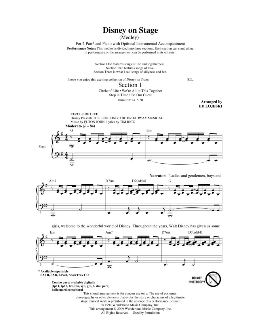 Disney On Stage (Medley) 2-Part scores gallery preview page 1