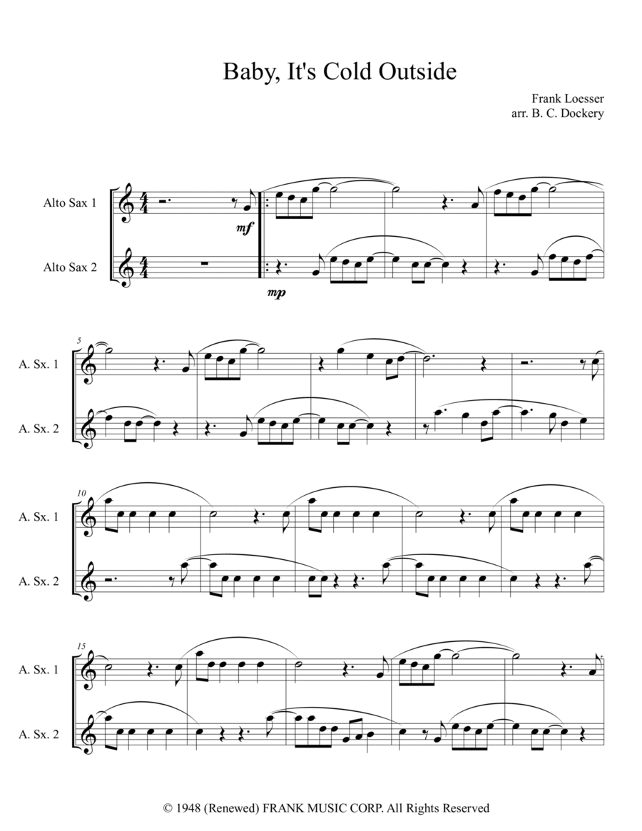 Baby, It's Cold Outside Woodwind Duet scores gallery preview page 1