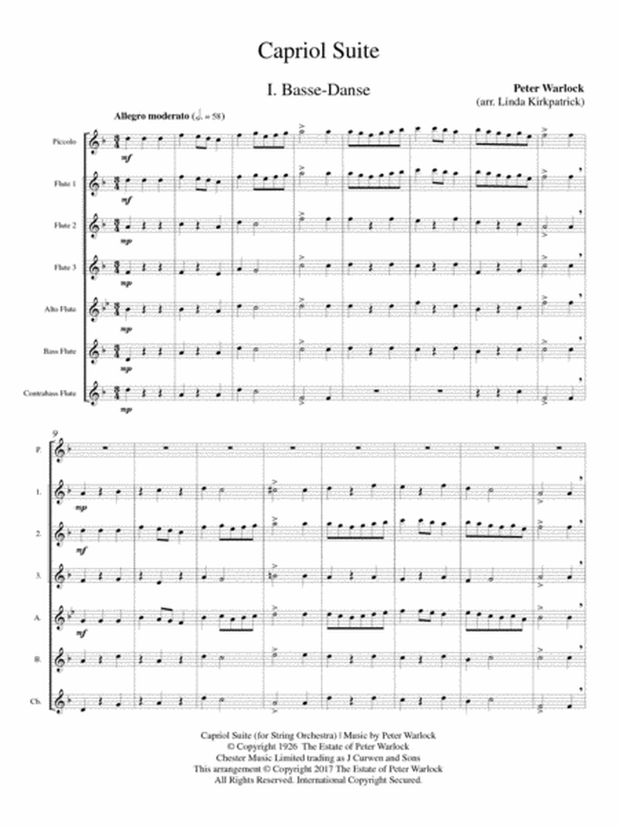 Capriol Suite for Flute Choir