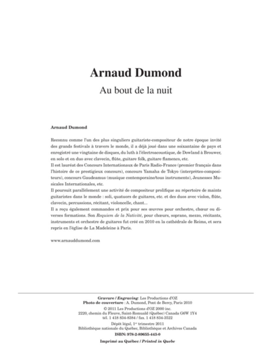 Au bout de la nuit Classical Guitar scores gallery preview page 1