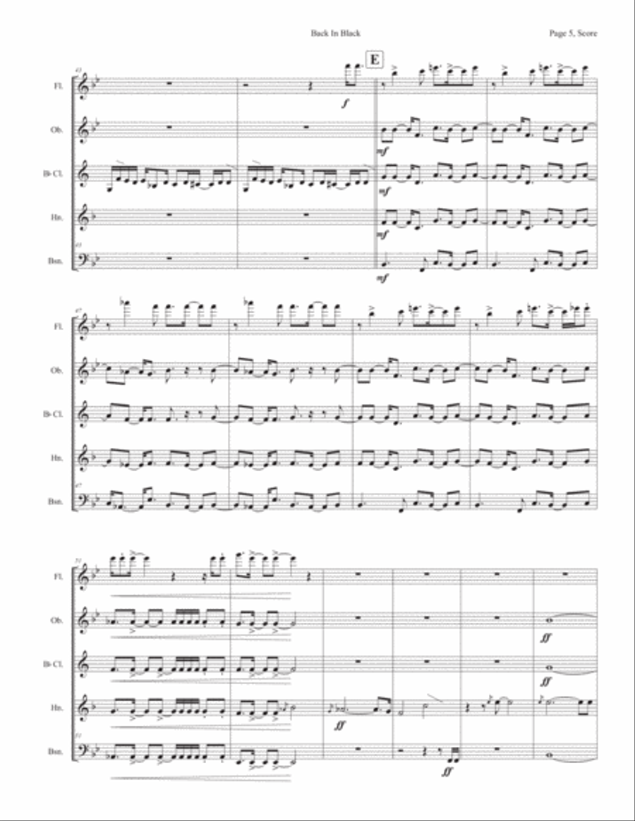 Back In Black Woodwind Quintet scores gallery preview page 5