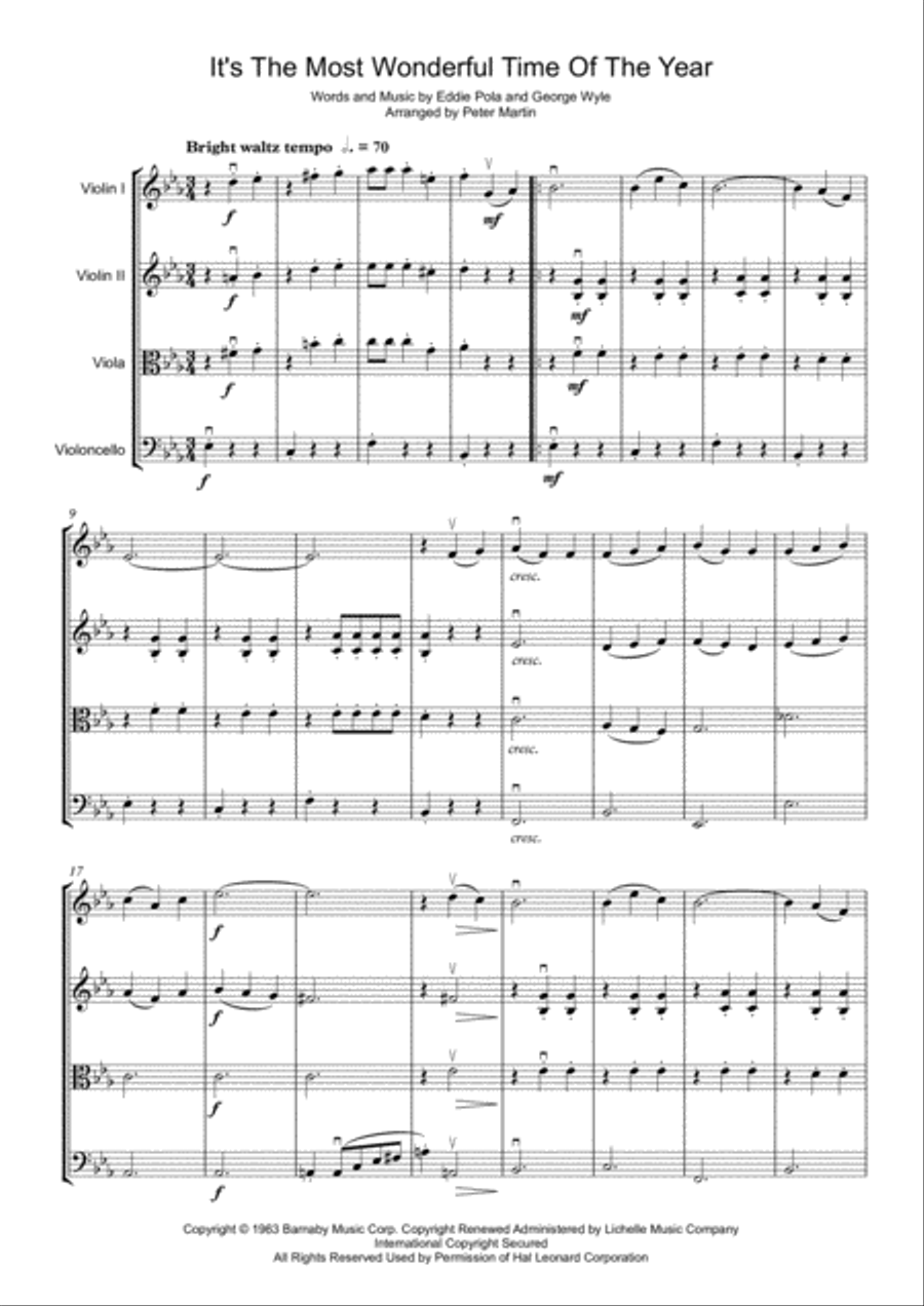 The Most Wonderful Time Of The Year String Quartet scores gallery preview page 5