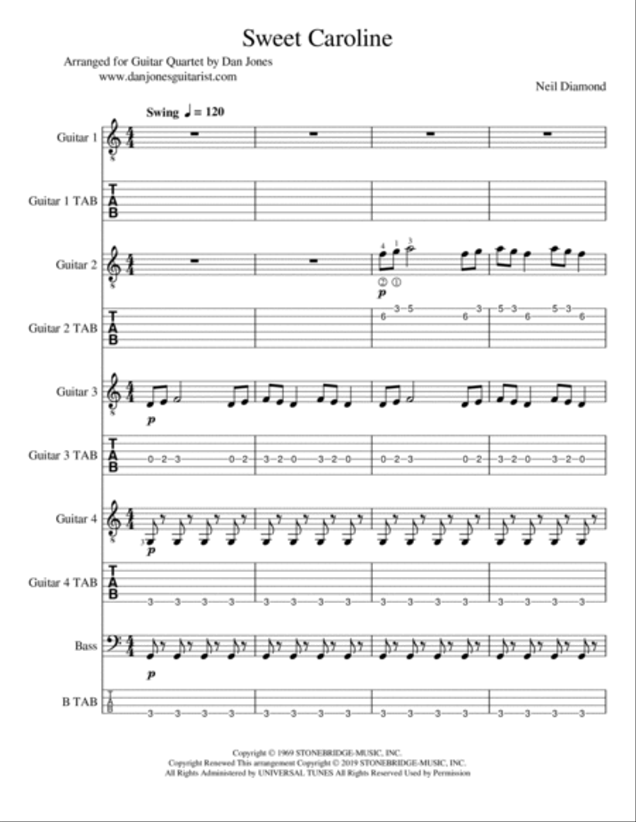 Sweet Caroline Acoustic Guitar scores gallery preview page 2
