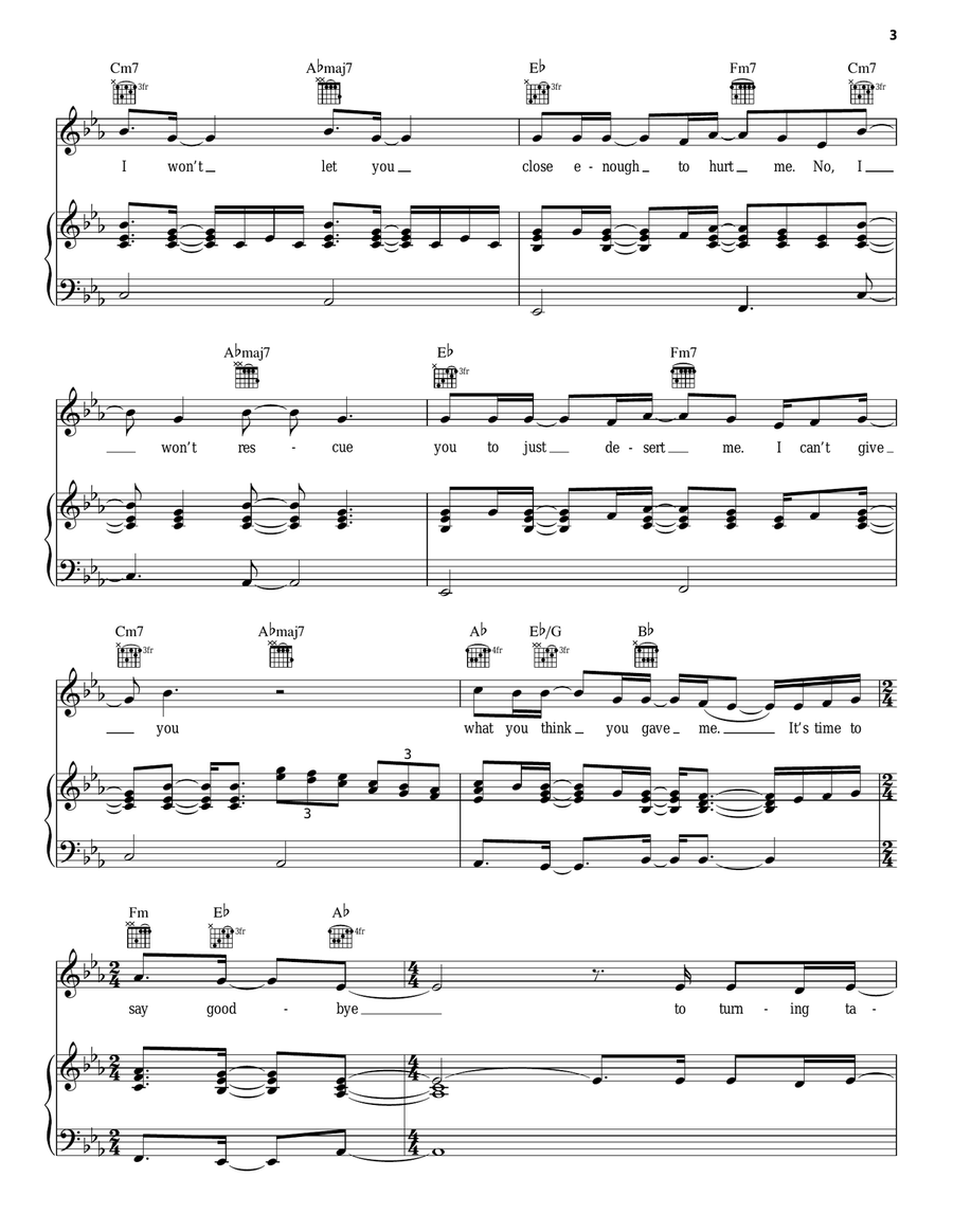 Turning Tables Piano, Vocal, Guitar scores gallery preview page 3