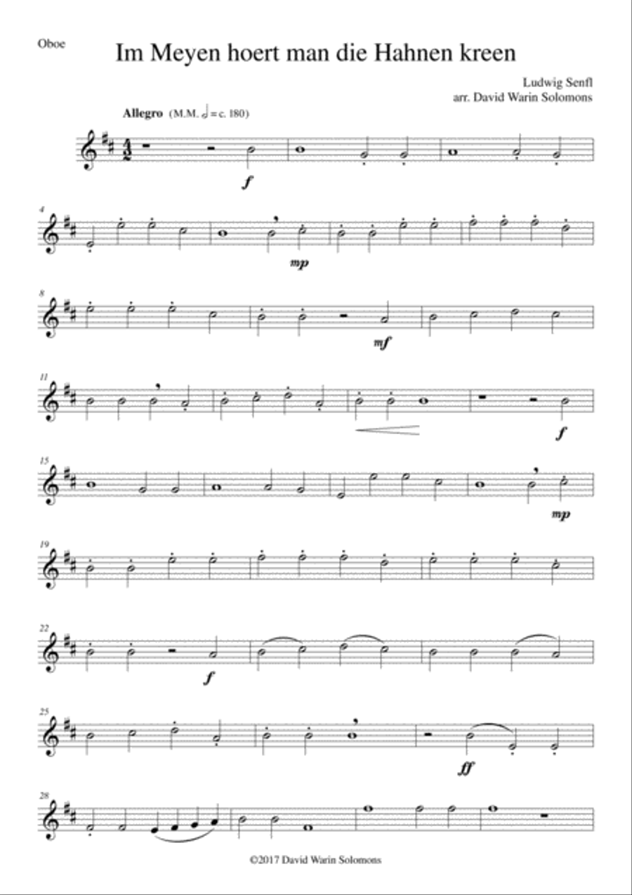 Im Meyen hoert man die Hahnen kreen (In May you hear the cocks crow) for wind quartet Woodwind Quartet scores gallery preview page 5