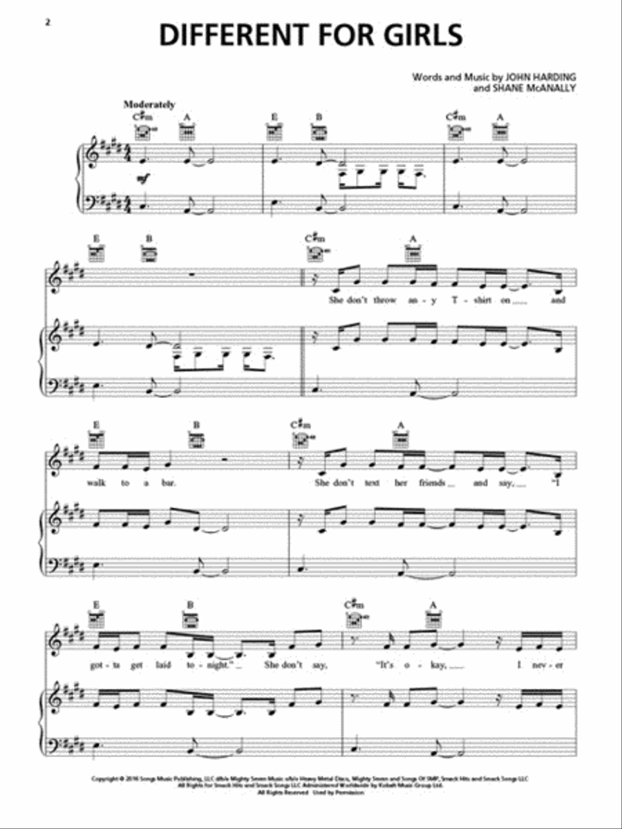 Different for Girls Piano, Vocal, Guitar scores gallery preview page 2