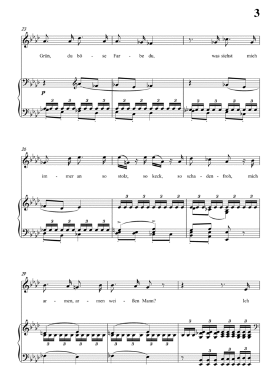 Schubert-Die böse Farbe,from 'Die Schöne Müllerin',Op.25 No.17 in bA for Vocal and Piano Voice scores gallery preview page 4