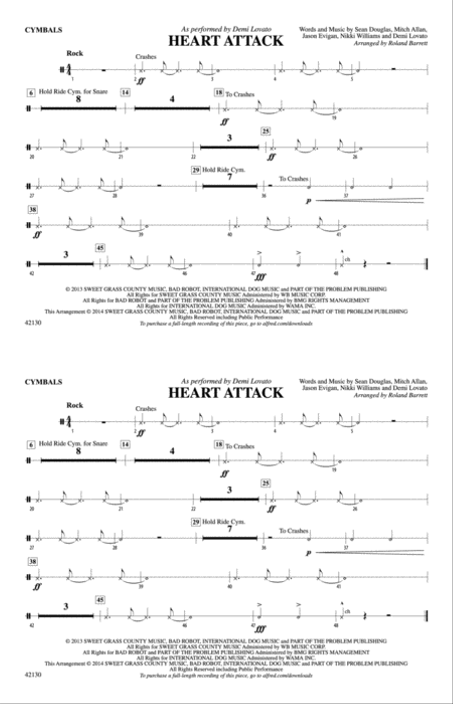 Heart Attack: Cymbals Heart Attack: Cymbals Marching Band scores gallery preview page 1