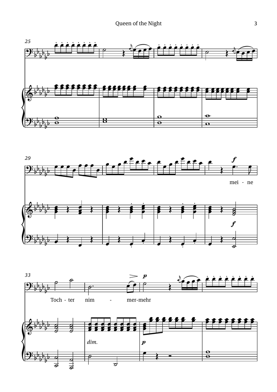 Queen of the Night (aria) - for BASS in Eb minor Chamber Music scores gallery preview page 3