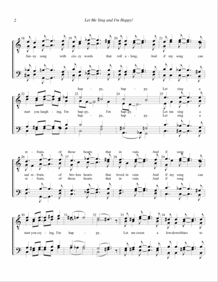 Let Me Sing And I'm Happy TTBB scores gallery preview page 2