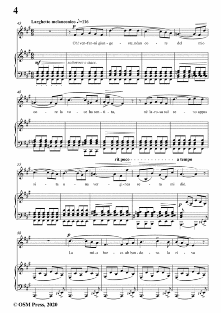 Donizetti-Il pescatore,in a minor,for Voice and Piano Voice Solo scores gallery preview page 6