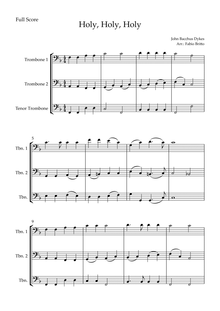 Holy, Holy, Holy (Traditional Christian Song) for Trombone Trio Trombone Trio scores gallery preview page 1