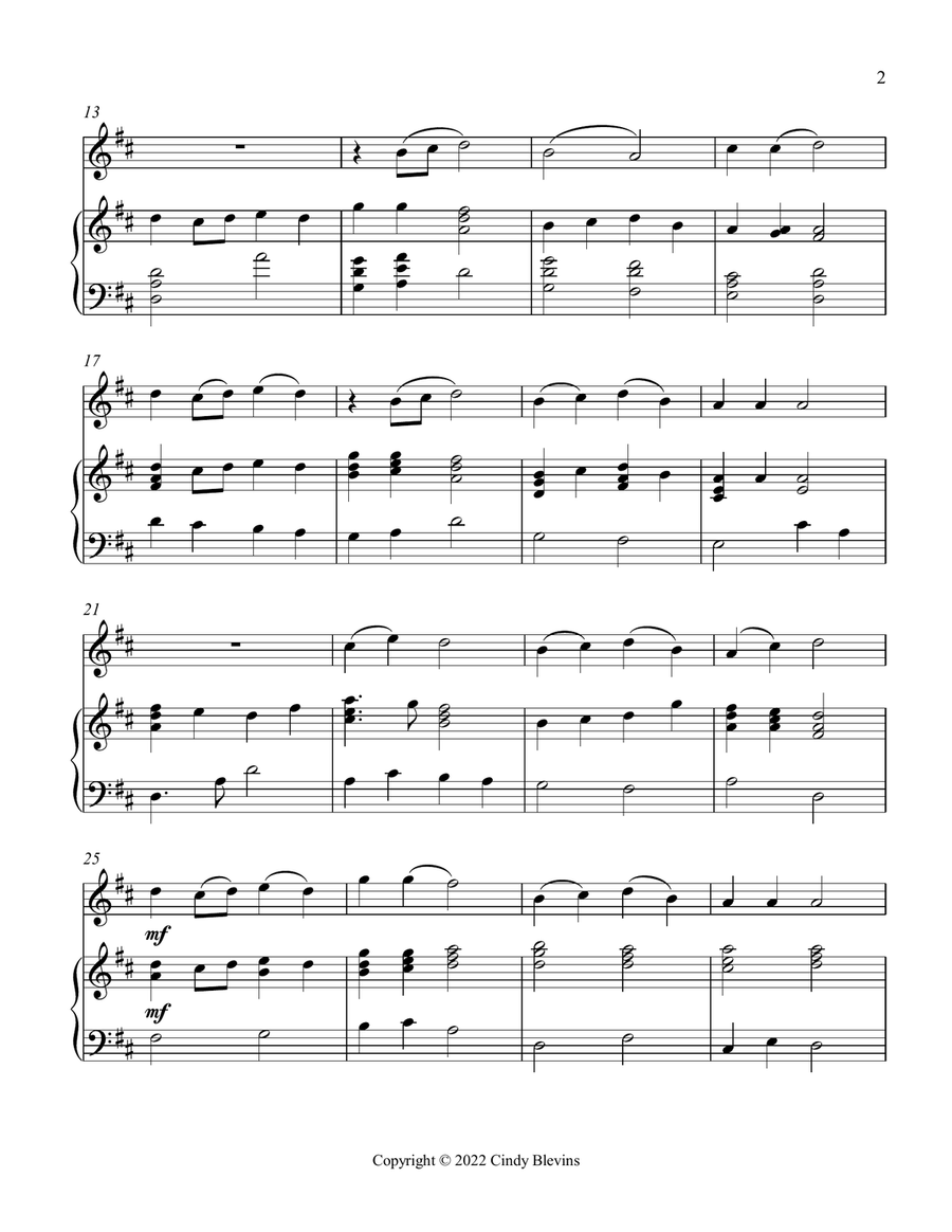 For the Beauty Of the Earth, Piano and Tin Whistle (D) Piano scores gallery preview page 4
