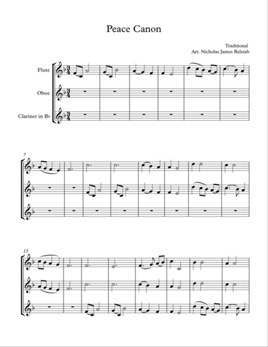Peace Canon Woodwind Trio scores gallery preview page 1