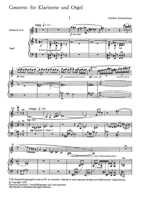 Concerto fur Klarinette (Clarinet concerto) (Concerto pour clarinette)