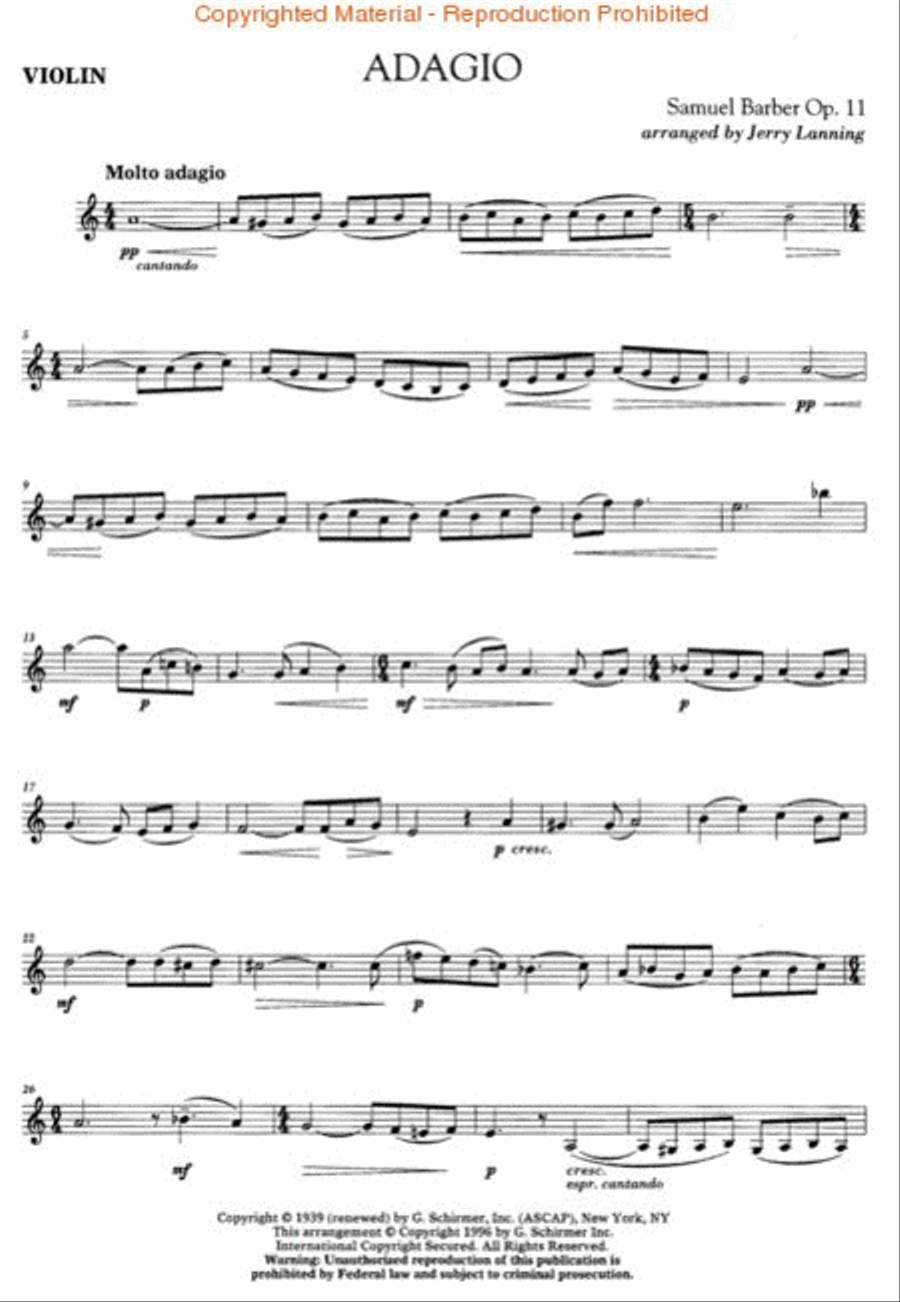 Adagio for Violin and Piano Violin Solo scores gallery preview page 2