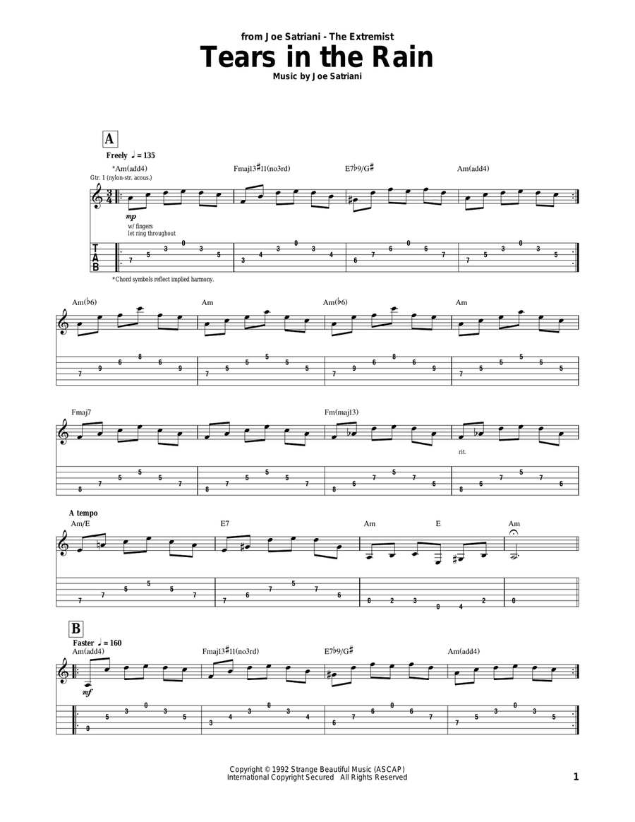 Tears In The Rain Tears In The Rain Acoustic Guitar scores gallery preview page 1