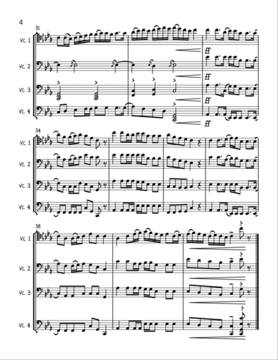 The Wellerman Sea Shanty - Cello Quartet String Quartet scores gallery preview page 4