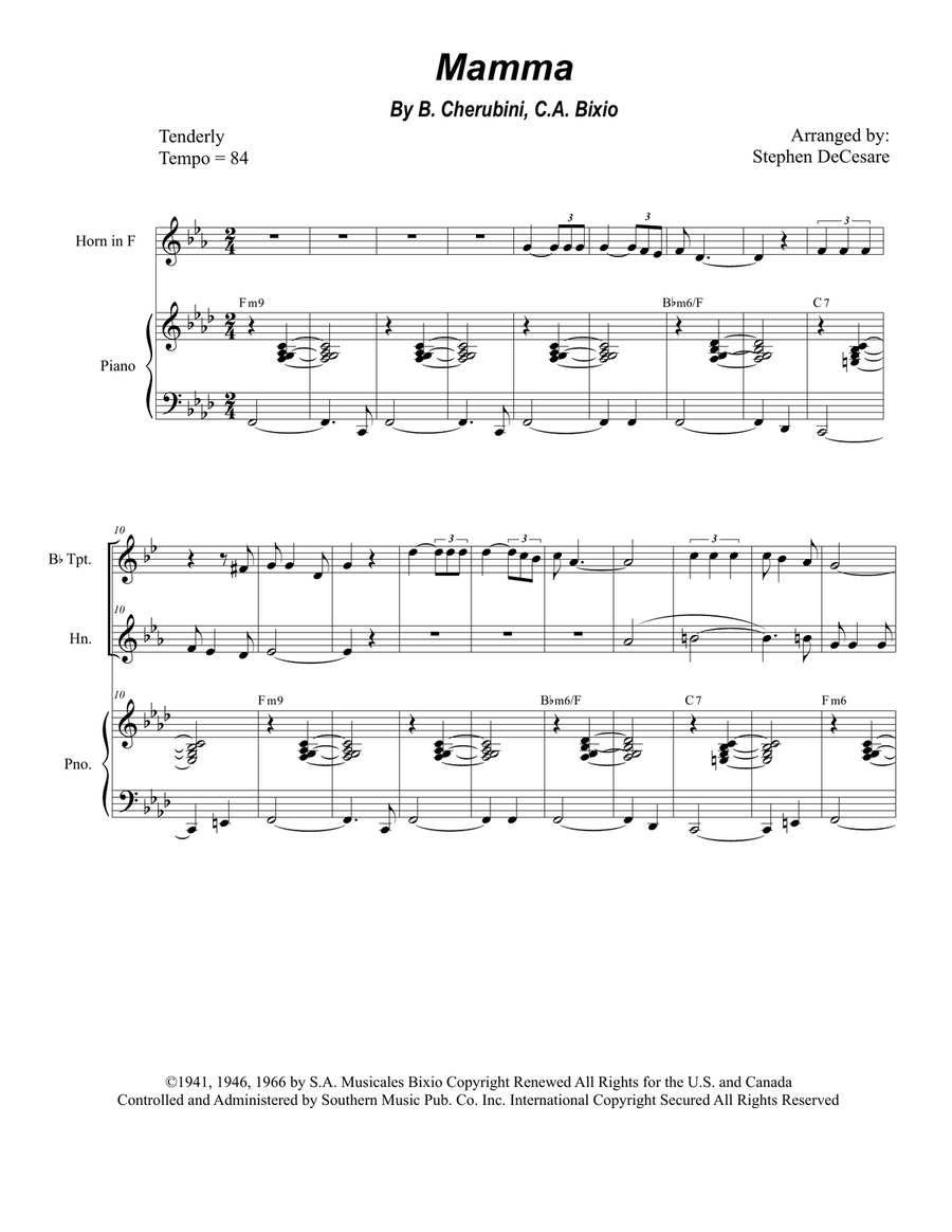 Mama (mamma) Brass Duet scores gallery preview page 1